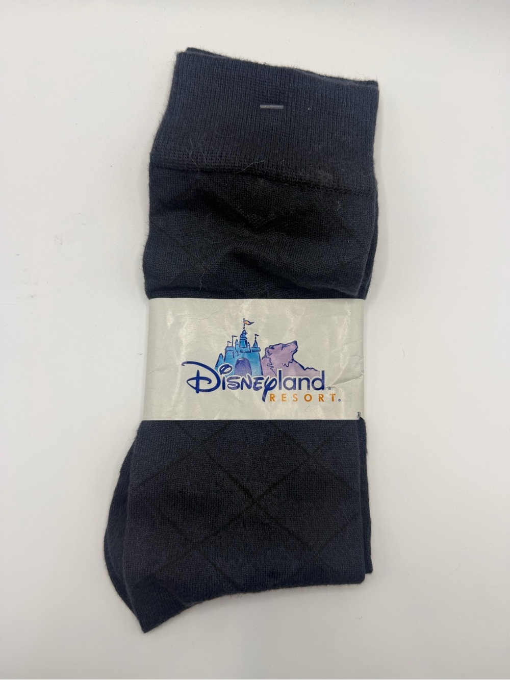 Disneyland Resort Men’s Black Crew Socks - Classic Diamond Knit